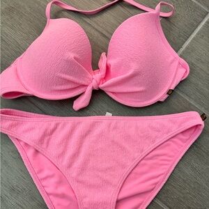 Aqua pink terry xl top large bottom bikini